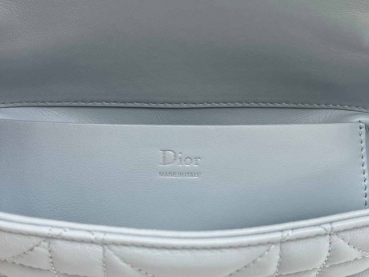 CD My Tender Top Handle Mini Bag 21cm Blue Macrocannage Leather 159476