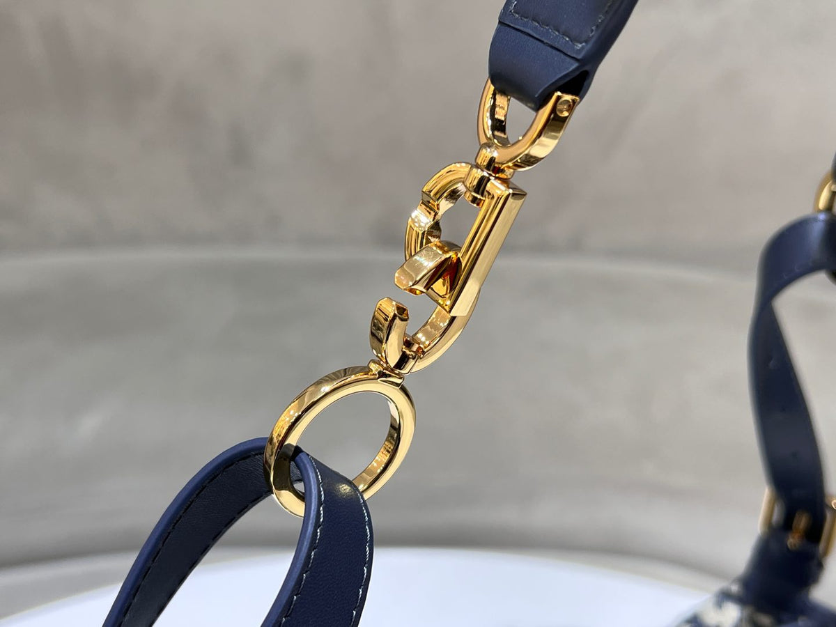 CD Jacquard Hobo Bag 23 With Chain Dark Blue White Canvas