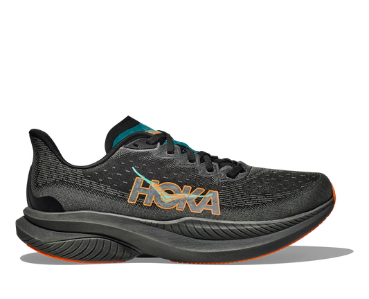 HOKA Men's Mach 6 - BLACK / ELECTRIC TANGERINE