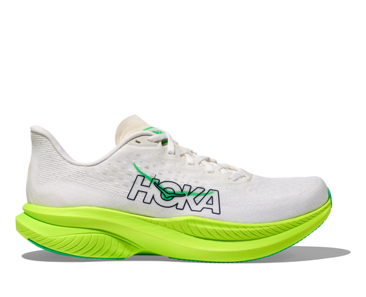 HOKA Men's Mach 6 - WHITE / NEON LIME