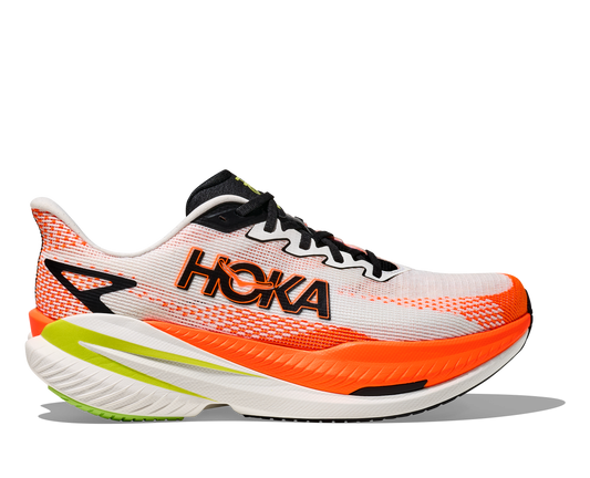HOKA Men's Mach X 3 - WHITE / NEON TANGERINE