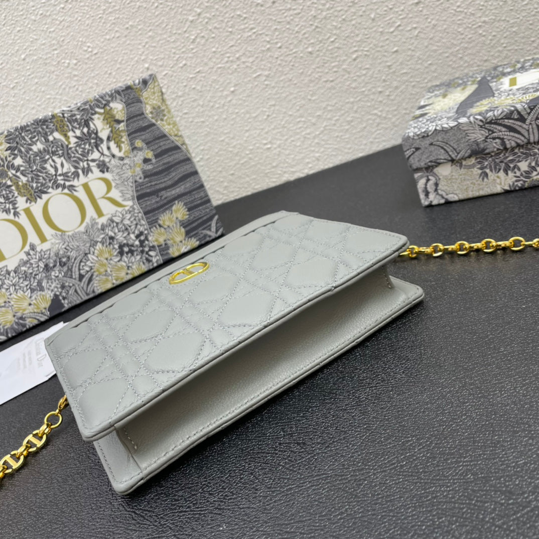 CARO POUCH 19 BAG IN GREY CALFSKIN