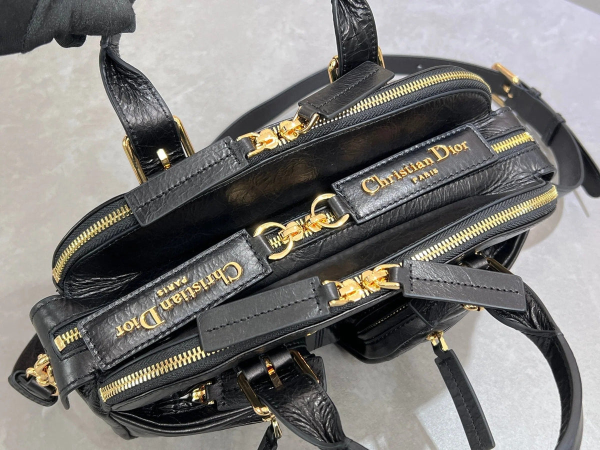 Dior 2026 Grand Tour Bowling Bag 28cm Black Calfskin