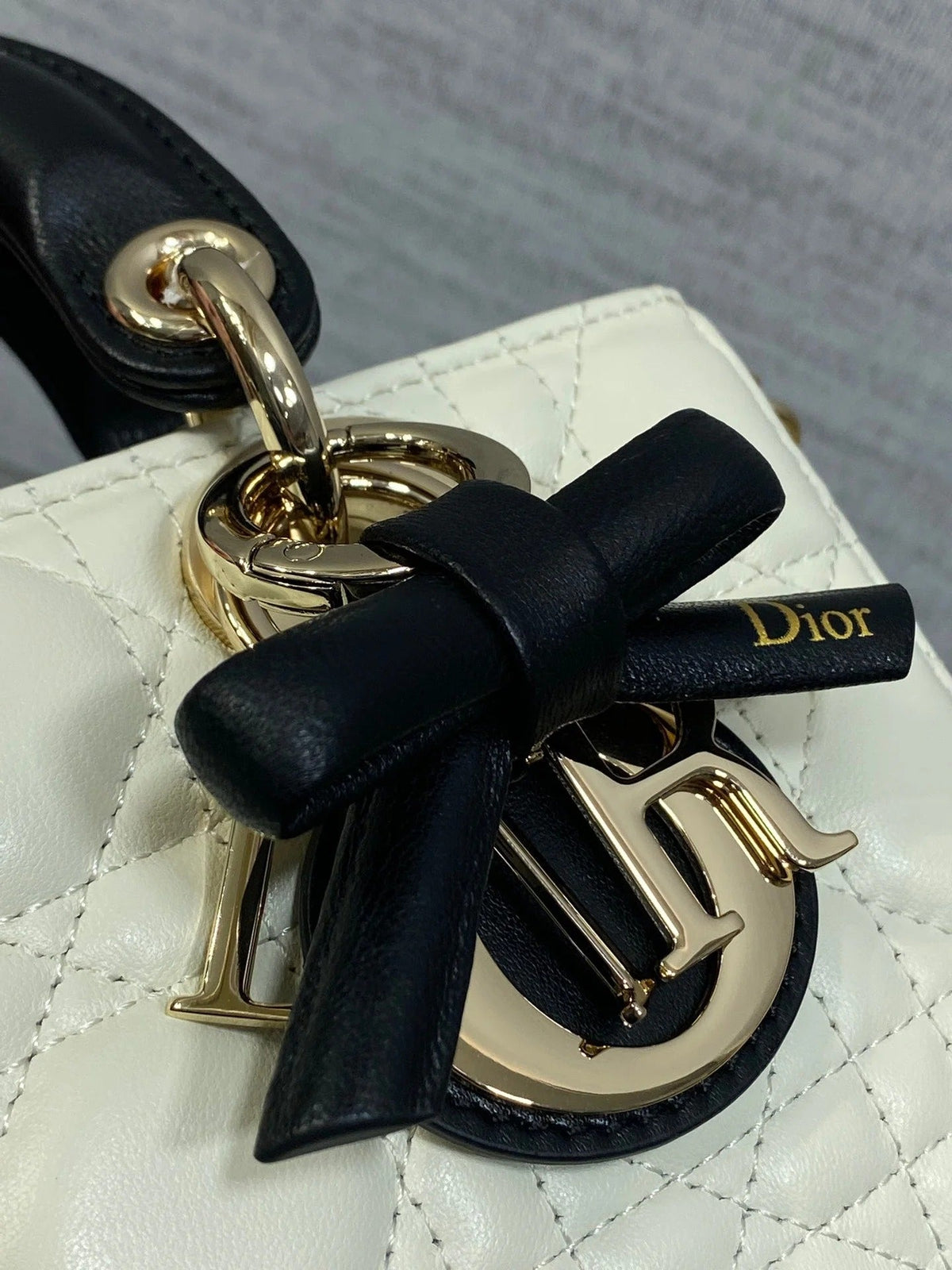 Dior 2026 Bow D-Joy Micro Bag White Black Lambskin 284127