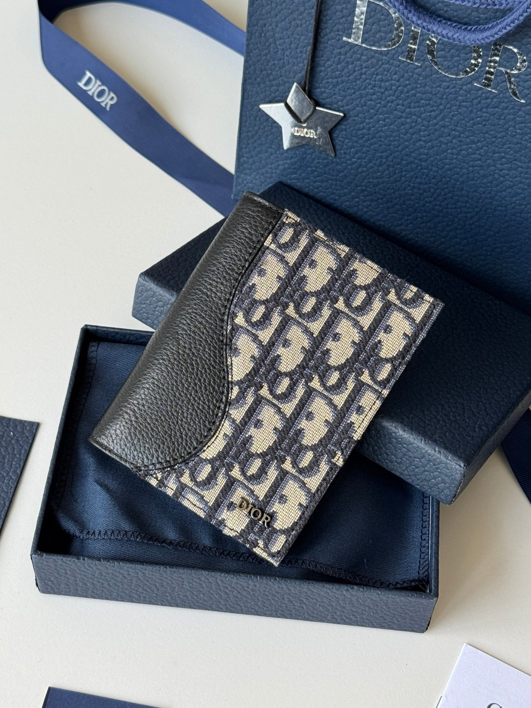 CD Saddle Passport Beige Black Jacquard Cowhide