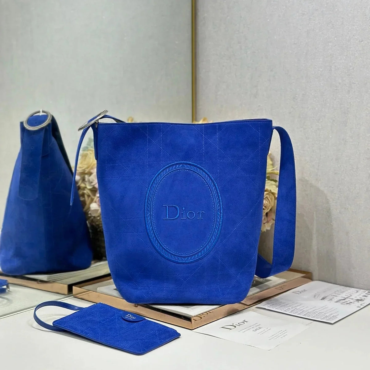 Dior 2026 Medaillon Bucket Bag Suede and Leather 159057