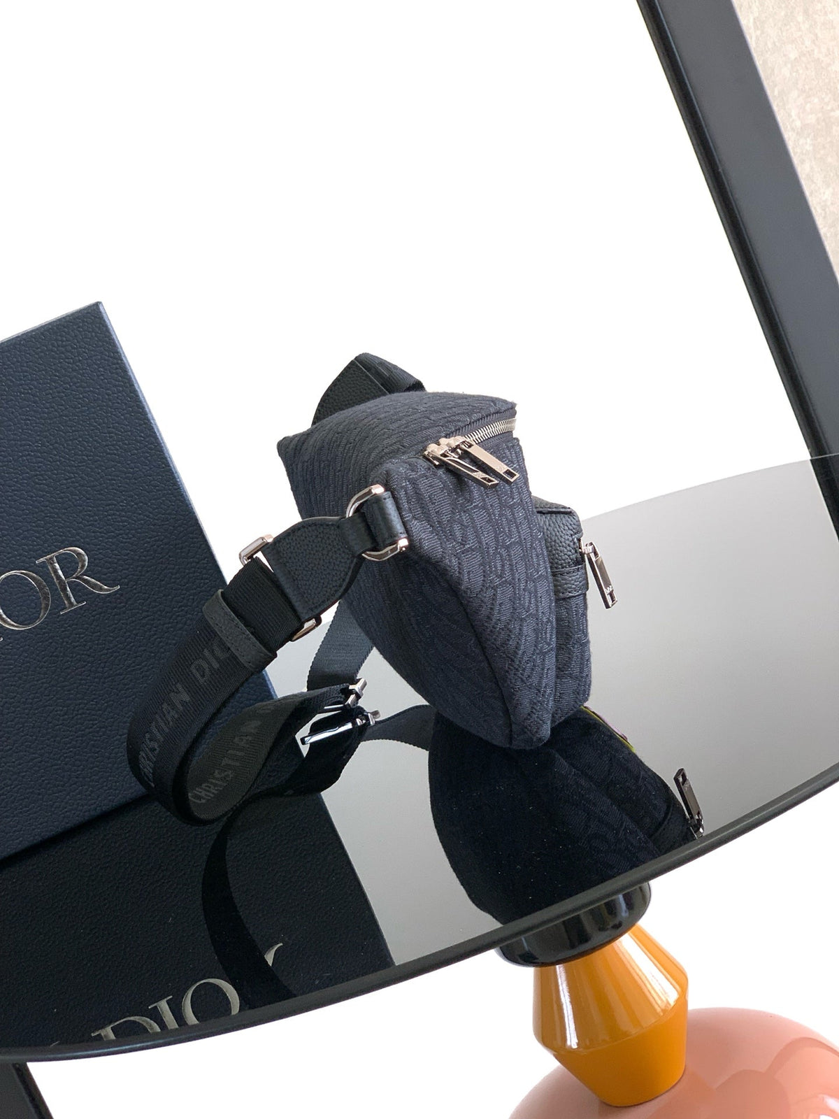 Dior Rider 2.0 Zipper Waist Bag Black Cowhide 336227